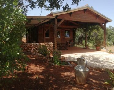Vista exterior do Chalet da Casa Sean com alpendre e jardim